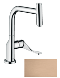 Смеситель для кухни/мойки Axor Citterio 230 Select, однорычажный, керамический, с поворотным изливом, длина 22,2 см, латунь, цвет шлифованное золото, кухонный