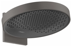 Верхний душ Hansgrohe Rainfinity 360 1jet, настенный монтаж, круглый, с 1 режимом: PowderRain, размер 36 см, алюминий, цвет шлифованный черный хром/графит