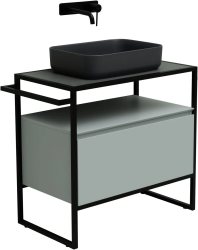 Тумба под раковину Allen Brau Priority 80, напольная, 800х450х750 мм 1 выдвижной ящик, цвет папирус матовый, прямоугольная, в ванную комнату, стиль лофт 