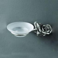 Мыльница настенная Art&Max Rose, цвет: серебро, латунь/стекло, форма округлая, для душа/ванны/мыла, в ванную комнату, под мыло, мыльница, на стену