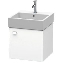 Тумба под раковину Duravit Brioso, 44х31х68,5 см, напольная, цвет: белый матовый, 1 распашная дверца/одностворчатая, стеклянная полка, ДСП, прямоугольная, левая, в ванную комнату