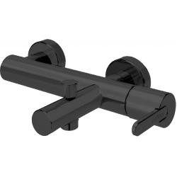 Смеситель для ванны/душа Cezares Leaf, настенный, однорычажный, неповоротный, длина 164 мм, керамический, латунь, цвет черный матовый