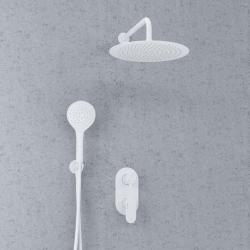 Душевая система WasserKRAFT, встраиваемая, цвет белый матовый, комплект: однорычажный смеситель/тропический душ (с верхней лейкой)/лейка/шланг, скрытого монтажа