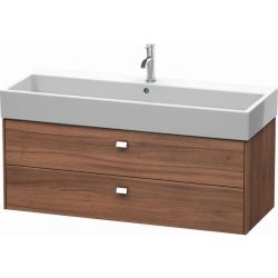 Тумба под раковину Duravit Brioso, 118,4х45,9х44,2 см, подвесная, 2 выдвижных ящика, ДСП, цвет: орех матовый/хром, шкафчик навесной, механизм доводчика, прямоугольная, правая/левая, в ванную комнату