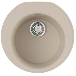 Мойка кухонная Omoikiri Miya 50R BE, 50,5х49 см, врезная, из искусственного гранита (Tetogranit), круглая, цвет ваниль, без отверстия под смеситель, без крыла, слив-перелив, врезная в столещницу, для кухни