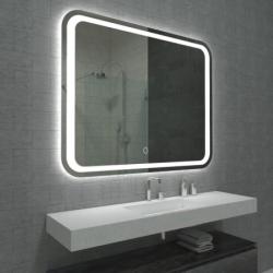 Зеркало Loranto Стиль, 80х70 см, с LED/ЛЕД-подсветкой, прямоугольное, выключатель сенсорный, для ванны, навесное/подвесное/настенное