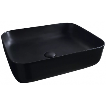 Раковина GID Bm1304 50х13х39 накладная, прямоугольная , керамическая/фарфоровая, цвет черный, без отверстия под смеситель, без слива-перелива
