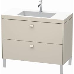 Тумба c раковиной Duravit Brioso, 100х48х70,1 см, напольная, 2 выдвижных ящика, ДСП, цвет: серо-коричневый /Vero Air, мебельная, прямоугольная, цвет белый, фарфоровая, с площадкой под смеситель, без перелива