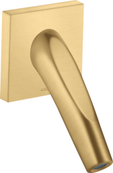 Излив для ванны Axor Starck Organic, без переключателя на душ, настенный, неповоротный, латунь, цвет: шлифованное золото, округлый, длина излива 16 см, встраиваемый/встроенный, для смесителя/ванны/ванной/душевой