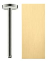 Потолочное подсоединение для верхнего душа Axor ShowerSolutions, удлинение 23 см, цвет: шлифованное золото, латунный для душа/ванной/душевой кабины, на потолок, кронштейн, наружний монтаж