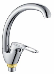 Смеситель для кухни/мойки Potato P25, однорычажный, поворотный, керамический, длина излива 199 мм, цинк, цвет хром