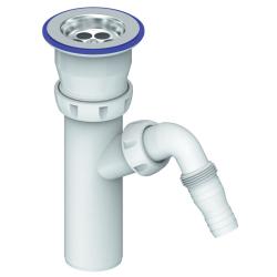 Выпуск для раковины Unicorn 1 1/4"х32 прикручивающийся, с нержавеющей решеткой, с отводом для стиральной машины и винтом 6х85 мм