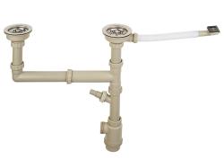 Выпуск для мойки Ukinox 3 1/2" двойной с переливом с сифоном S810