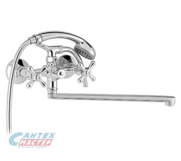 Смеситель для ванны/душа Mofem Treff 607 двухвентильный, керамическая кран-букса , излив поворотный 300 мм 145-0059-01