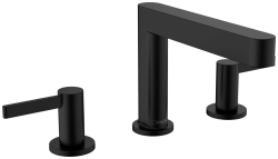 Смеситель для раковины Hansgrohe Finoris 110 на 3 отверстия, двухвентильный, фиксированный излив, длина 16,9 см, керамический, латунь, цвет матовый черный, со сливным клапаном Push-Open