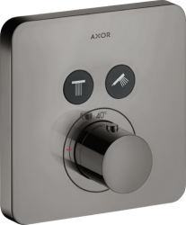 Смеситель для душа Axor ShowerSelect softsquare, термостатический, скрытого монтажа, 2 потребителя, настенный, без излива/шланга/лейки, квадратный, латунный, цвет полированный черный хром, с термостатом