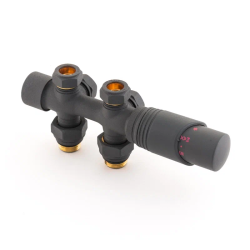 Узел нижнего подключения Delta DUO универсальный с термоголовкой М30х1,5 RAL 9005 (Черный матовый) 3015125