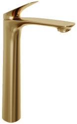 Смеситель для раковины/умывальника Abelsberg Perfecta однорычажный, высокий, неповоротный/фиксированный, излив длина 140 мм высота 239 мм латунь, цвет королевское золото