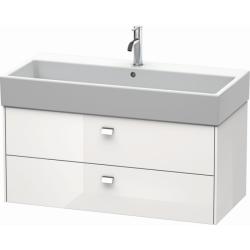 Тумба под раковину Duravit Brioso, 98,4х45,9х44,2 см, подвесная, 2 выдвижных ящика, ДСП, цвет: белый глянец/хром, шкафчик навесной, механизм доводчика, прямоугольная, правая/левая, в ванную комнату