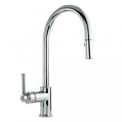 Смеситель для кухни/мойки Migliore Ermitage Mini однорычажный, керамический, с поворотным изливом, с вытяжной лейкой, длина излива 200 мм, латунь, цвет хром