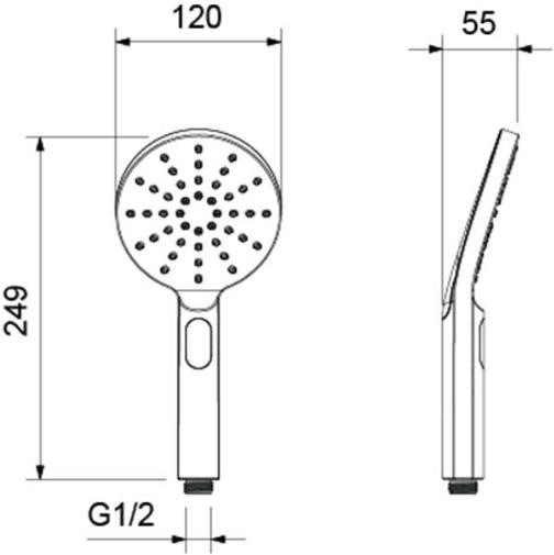 Лейка душевая Aquatek Оберон 120 мм круглая, 3 режима, хром, пластик, ручная, для душа/ванной
