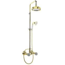 Душевая система Webert Karenina, высота 141 см, цвет хром/золото, комплект: тропический душ/стойка/лейка/шланг, со смесителем, без излива