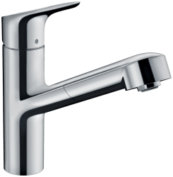 Смеситель для кухни/мойки Hansgrohe Focus M43, 150 1jet, однорычажный, керамический, с поворотным/вытяжным изливом, длина 20,6 см, латунь, цвет хром