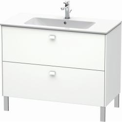 Тумба под раковину Duravit Brioso, 102х47,9х69,1 см, напольная, цвет: белый матовый/хром, 2 выдвижных ящика, ДСП, прямоугольная, левая/правая, в ванную комнату