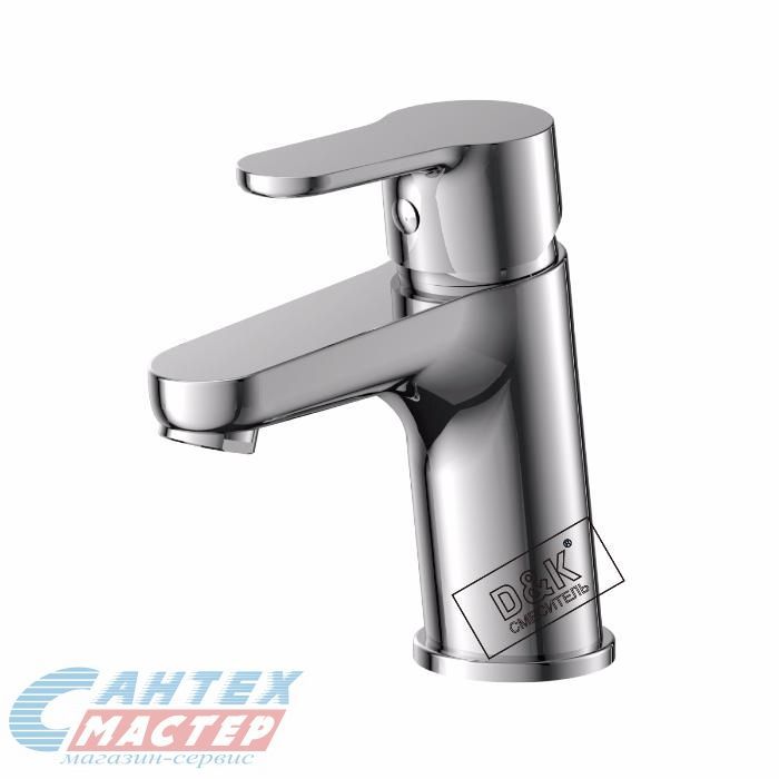 Смеситель для раковины D&K Marx Rhein однорычажный, излив средний, длина 135 мм, керамический, латунь, цвет хром, без донного клапана
