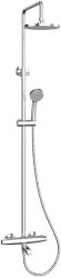 Душевая система IDDIS Torr термостатическая, наружного монтажа, высота 1200-1400 мм, цвет хром, комплект: смеситель/излив/тропический душ(с верхней лейкой)/стойка/лейка/шланг, наружного монтажа
