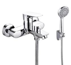 Смеситель для ванны/душа VIEIR, настенный, однорычажный, неповоротный, керамический, длина излива 182 мм, латунь, цвет хром