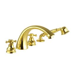 Смеситель для ванны/душа Migliore Lady, на борт ванны, двухвентильный, неповоротный, длина 200 мм, керамический, латунь, цвет золото