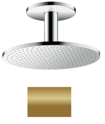 Верхний душ AXOR ShowerSolutions 300 2jet, с потолочным подсоединением, потолочный монтаж, круглый, с 2 режимами, размер 30 см, металлический, цвет: полированная бронза, для душа/ванной
