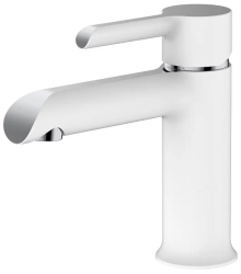 Смеситель для раковины/умывальника Haiba, однорычажный, неповоротный, латунь, длина излива 145 мм, керамический, цвет белый/хром