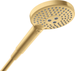 Лейка душевая Axor ShowerSolutions 120 3jet, настенная, регулируемая, круглая, с 3 режимами, латунная, цвет шлифованное золото, ручная, для душа/ванной