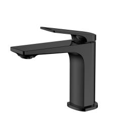 Смеситель для раковины/умывальника Knotlor Vigor, однорычажный, неповоротный, керамический, длина излива 126 мм, латунь, цвет черный матовый