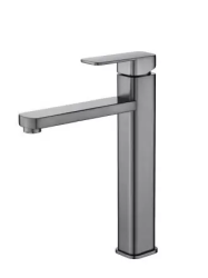 Смеситель для раковины G-lauf однорычажный, высокий, излив короткий, длина 174 мм, керамический, цинк, цвет графит, без донного клапана NEB1-B123MG