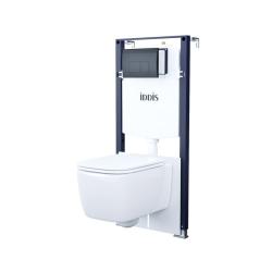 Комплект IDDIS Basic 3 в 1 инсталляция Profix, подвесной унитаз Bridge с сиденьем из дюропласта, клавиша смыва черная BASBR02i73