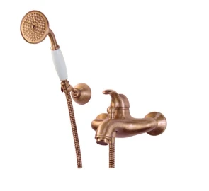 Смеситель для ванны/душа Webert Aurora однорычажный, настенный, излив 115 мм, неповоротный, латунь, цвет медь