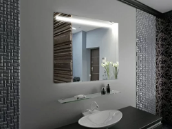 Зеркало Azario 80х70 см, с LED/ЛЕД-подсветкой, прямоугольное, выключатель сенсорный, диммер, часы, для ванны, навесное/подвесное/настенное