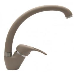 Смеситель для кухни Florentina Омега, однорычажный, поворотный, керамический, с высоким С-образным изливом, высота излива 24,2 см, латунь, цвет грей