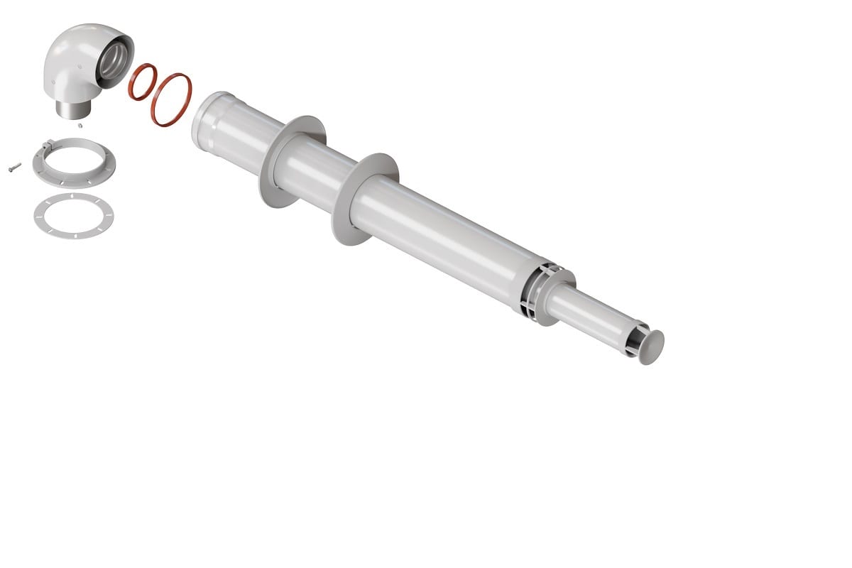 Комплект дымохода Krats Антилед DN60/100-750 (алюминевый/с фланцем), коаксиальный (Bosch, Navien S/C/E, Baxi ECO Nova/Classic, Federica Bugatti, Fondital и др.)