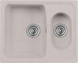 Мойка кухонная Longran Classic, 61,5х50х21 см, две чаши, врезная, искусственный гранит, прямоугольная, цвет саббиа, без отверстия под смеситель, без крыла, слив-перелив, врезная в столещницу, для кухни