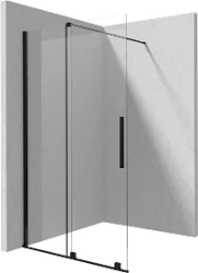 Душевая перегородка Deante Jasmin Walk-In, 120х195 см, прозрачное стекло/профиль черный, правая/левая, раздвижная, плоская (панель), из прозрачного стекла, (ограждение без поддона) стеклянная