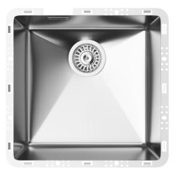 Мойка 450х450 см TopZero серия TZ RS, бесшовная, из нержавеющей стали, полированная, квадратная, отверстие под смеситель, слив-перелив, для кухни