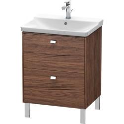 Тумба под раковину Duravit Brioso, 62х47,9х69,1 см, напольная, цвет: орех темный/хром, 2 выдвижных ящика, ДСП, прямоугольная, левая/правая, в ванную комнату