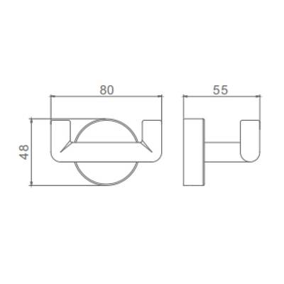 Крючок двойной Raglo R320.052.09 настенный, нержавеющая сталь, форма округлая, для полотенец/халатов, в ванную/туалет/душевую кабину, цвет графит