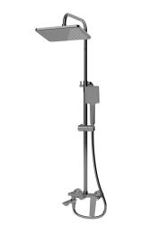 Душевая система Knotlor Muse, высота 1350 мм, цвет вороненая сталь, комплект: однорычажный смеситель/излив/тропический душ (с верхней лейкой)/стойка/лейка/шланг, наружного монтажа