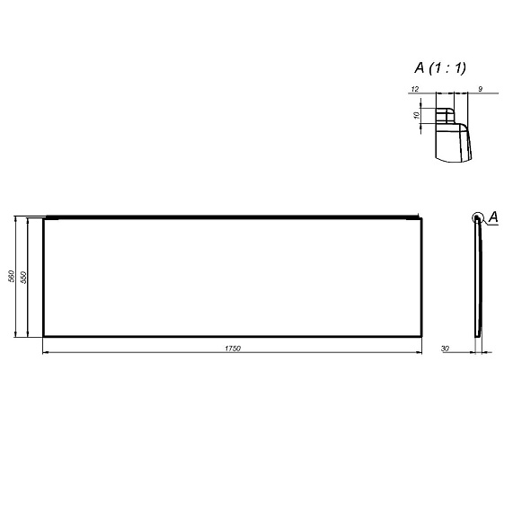 Панель для ванны фронтальная AM.PM X-Joy 175 см, акриловый, белый, (экран для ванны), прямоугольная W94A-175-075W-P