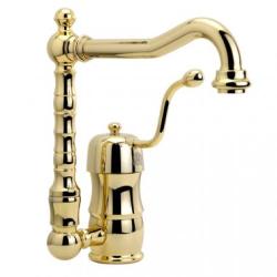 Смеситель для кухни/мойки Migliore Queen Nostalgia, однорычажный, керамический, с поворотным изливом, длина излива 224 мм, латунь, цвет золото